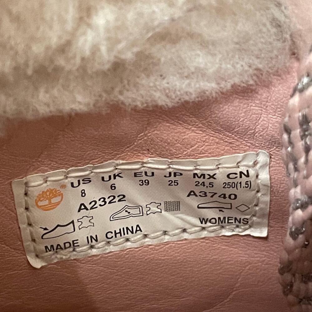 Timberland A2322 Cameo Rose Shearling Boots | Real Sheepskin, Pink Leather, 8 - Picture 8 of 10